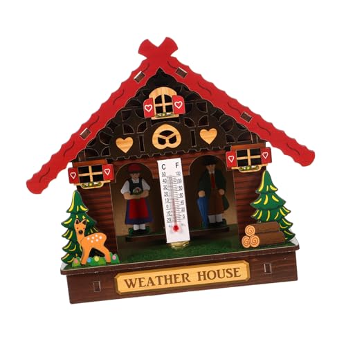 UKCOCO Barometer Außenthermometer Wetterhaus Heimwetterstation Wandmontierte Wetterstation Wandthermometer Haushaltswetterstation Thermometer Hygrometer Holz von UKCOCO