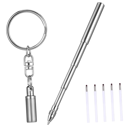 UKCOCO Schlüsselanhänger Stift Mini Kugelschreiber mit Nachfüllungen Einziehbarer Stift für Schlüsselbund Vielseitig Einsetzbar von UKCOCO