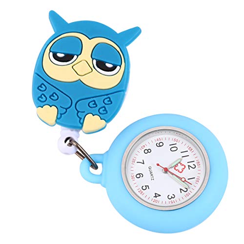 Zubehör Mode Taschenuhr Himmelblaue Uhr Owl Design Taschenuhr Dehnbare Taschenuhr Hängende Uhr Schlüsselanhänger Personalisiert von UKCOCO
