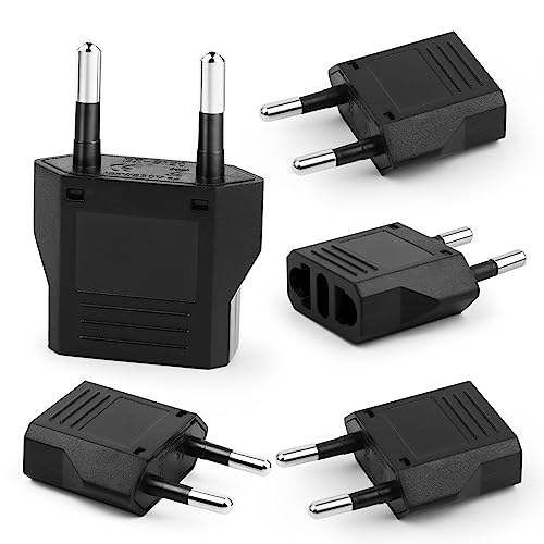 5 Stück Reiseadapter, US to EU Adapter,2 Pin Deutschland/Europa Stecker Amerika/Kanada/Mexiko Stecker Adapter,für Geräte mit USA-Netzteil,Reisestecker US auf EU, von UKOFEW