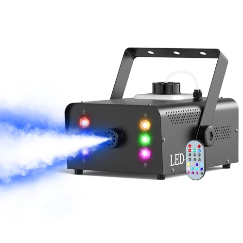 UKing 1500W Nebelmaschine 6 RGB LED,Partylicht Rauchmaschine mit Fernbedienung und 1L Tank,Hohes Nebelvolumen für Hochzeit, Party, Theater, Halloween, Weihnachten von U`King