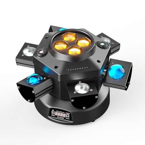 UKing 150W Moving Head Licht,Partylicht Scheinwerfer RGBW LED Strahler Bühnenlicht mit DMX512 Soundaktivierter Lichteffekt mit 6 Lichtarmen für Weihnachten DJ Bar Geburtstag Disco Hochzeit von UKing