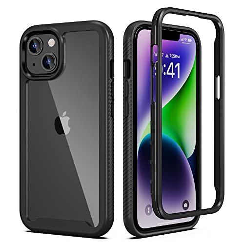 ULAK Clear für iPhone 14 Hülle, iPhone 13 Schutzhülle [Nie Vergilbung] Durchsichtige Handyhülle Transparent Stoßfeste Case für iPhone 14/iPhone 13 6,1 Zoll - Schwarz von ULAK