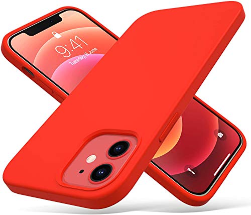 ULAK Flüssiges Silikon Hülle Kompatibel mit iPhone 12 Mini, Liquid Silikonhülle 3 in 1 Dünne Schutzhülle Bumper Handyhülle Stoßfest Phone Case für iPhone 12 Mini 5,4 Zoll - Rot von ULAK