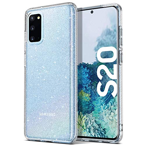 ULAK Galaxy S20 Hülle Glitzer, Durchsichtige Schutzhülle Hard TPU Bumper Handyhülle Stoßfest Phone Case für Samsung Galaxy S20 - Glitzer Durchsichtig von ULAK