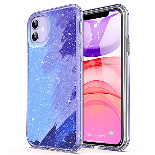 ULAK Glitzer Hülle Kompatibel mit iPhone 11, Glitzer Durchsichtige Schutzhülle Hard TPU Bumper Handyhülle Stoßfest Phone Case für Apple iPhone 11 6,1 Zoll - Lila von ULAK