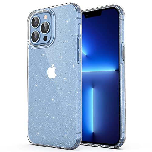 ULAK Glitzer Hülle Kompatibel mit iPhone 13 Pro Max, Durchsichtige Schutzhülle Hard TPU Bumper Handyhülle Stoßfest Phone Case für Apple iPhone 13 Pro Max 6,7 Zoll - Glitzer Durchsichtige von ULAK