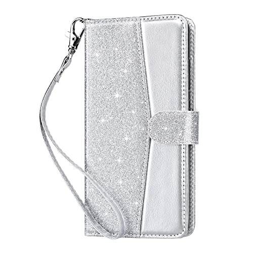 ULAK Handyhülle für Samsung Galaxy S20 FE Hülle Premium Leder Schutzhülle Tasche Flip Case Standfunktion Kartenfach Klapphülle mit Stoßfest Magnetisch Cover für Samsung S20 FE 6,5 Zoll - Silber von ULAK