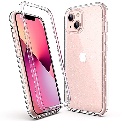 ULAK Handyhülle für iPhone 13 Hülle Glitzer Durchsichtig Schutzhülle TPU Bumper Transparent Stoßfest Case Cover für iPhone 13 6,1 Zoll - Durchsichtig Glitzer von ULAK