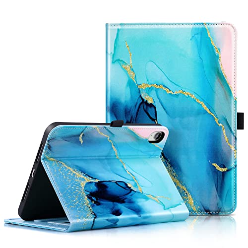 ULAK Hülle Kompatibel mit iPad Mini 6, Premium PU Leder Ständer mit Stifthalter Kartenhalter Auto Sleep/Wake Up Protection Smart Abdeckung für iPad Mini 6 - Blau Marmor ULAK Hülle Kompatibel mit iPad Mini 6, Premium PU Leder Ständer mit Stifthalter Kartenhalter Auto Sleep/Wake Up Protection Smart Abdeckung für iPad Mini 6 - Blau Marmor von ULAK