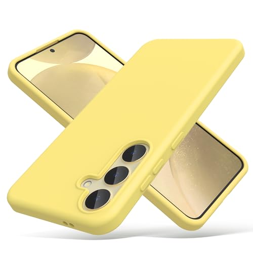 ULAK Liquid Silikon Hülle für Samsung S24, Silikonhülle 3 in 1 Dünne Schutzhülle Bumper Handyhülle Stoßfest Phone Case für Samsung Galaxy S24 6,2 Zoll - Gelb von ULAK