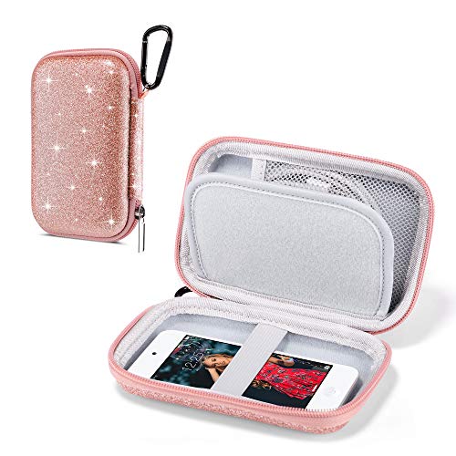 ULAK MP3 Player Hülle, Glitter Hard Travel Case Schützende Aufbewahrungs Tasche für Bluetooth MP3 / MP4-Player/Kopfhörer/iPod Touch - Roségold von ULAK