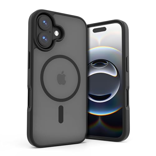 ULAK Magnetic für iPhone 16 Hülle, Durchsichtig [Anti-Gelb] Clear Schutzhülle Handyhülle TPU Bumper Transparent Case Cover für iPhone 16 - Schwarz von ULAK