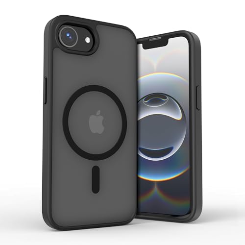ULAK Magnetic für iPhone 16e Hülle, Durchsichtig [Anti-Gelb] Clear Schutzhülle Handyhülle TPU Bumper Transparent Case Cover für iPhone 16e - Schwarz von ULAK