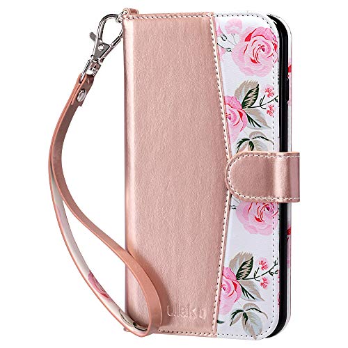 ULAK Wallet für iPhone 8 Plus Hülle, iPhone 7 Plus Lederhülle Flip Cover Tasche Brieftasche Schutzhülle Magnet Handyhülle Standfunktion Phone Case für iPhone 7 Plus/iPhone 8 Plus - Rose Gold von ULAK