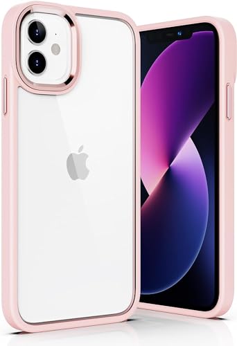 ULAK für iPhone 12/12 Pro Hülle, Durchsichtig [Anti-Gelb] Clear Schutzhülle Bunte Handyhülle TPU Bumper Transparent Stoßfest Case Cover für iPhone 12/iPhone 12 Pro 6,1 Zoll - Rosa von ULAK
