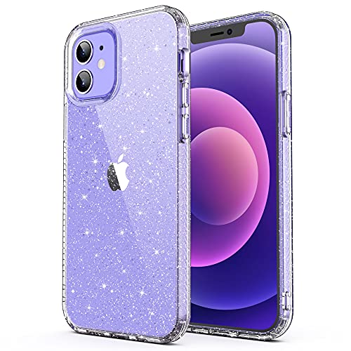 ULAK für iPhone 12/12 Pro Hülle Glitzer Transparent Schutzhülle Hard TPU Bumper Handyhülle Stoßfest Phone Case für Apple iPhone 12/iPhone 12 Pro 6,1 Zoll - Glitzer Durchsichtige von ULAK