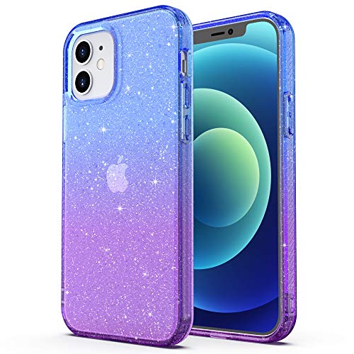 ULAK für iPhone 12/12 Pro Hülle Glitzer Transparent Schutzhülle Hard TPU Bumper Handyhülle Stoßfest Phone Case für Apple iPhone 12/iPhone 12 Pro 6,1 Zoll - Lila Blau ULAK für iPhone 12/12 Pro Hülle Glitzer Transparent Schutzhülle Hard TPU Bumper Handyhülle Stoßfest Phone Case für Apple iPhone 12/iPhone 12 Pro 6,1 Zoll - Lila Blau von ULAK