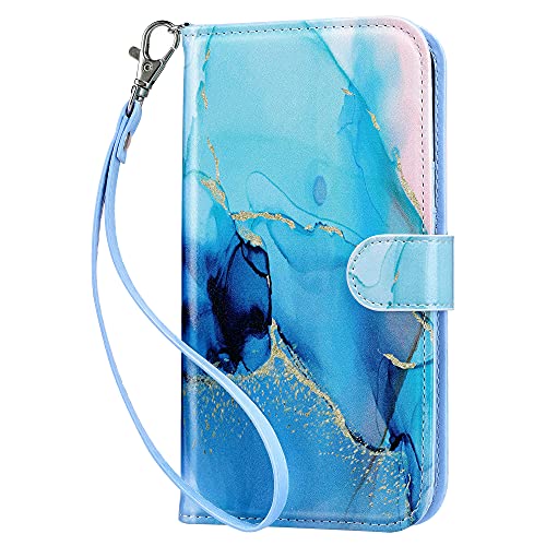 ULAK für iPhone 13 Hülle Flip Leder PU Klapphülle Cover Tasche Brieftasche Schutzhülle Standfunktion Handyhülle mit Kartenfächer Case für iPhone 13 6,1 Zoll - Blau von ULAK