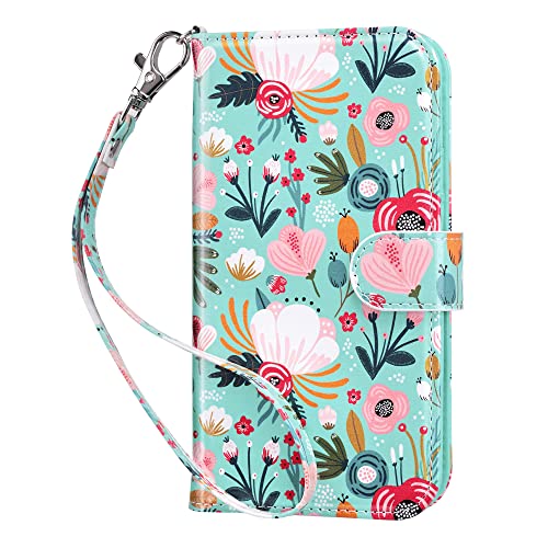 ULAK für iPhone 13 Hülle Flip Leder PU Klapphülle Cover Tasche Brieftasche Schutzhülle Standfunktion Handyhülle mit Kartenfächer Case für iPhone 13 6,1 Zoll - Bunt Blumen von ULAK