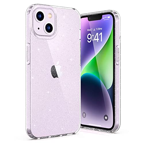 ULAK für iPhone 14/13 Hülle Glitzer Durchsichtige Schutzhülle Hard TPU Bumper Handyhülle Stoßfest Phone Case für Apple iPhone 14 / iPhone 13 6,1 Zoll - Glitzer Durchsichtige von ULAK