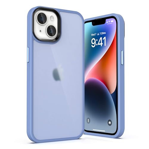 ULAK für iPhone 14 Hülle, [Anti-Gelb] Clear Bunte Schutzhülle Durchsichtig Handyhülle TPU Bumper Transparent Stoßfest Case Cover für iPhone 14 6,1 Zoll - Blau mattiert von ULAK