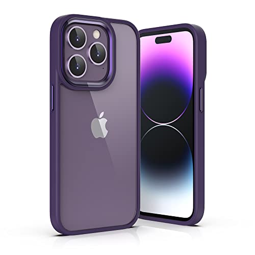 ULAK für iPhone 14 Pro Max Hülle, [Anti-Gelb] Clear Bunte Schutzhülle Durchsichtig Handyhülle TPU Bumper Transparent Stoßfest Case Cover für iPhone 14 Pro Max 6,7 Zoll - Dunkellila von ULAK