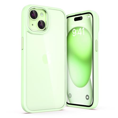 ULAK für iPhone 15 Hülle, Durchsichtig [Anti-Gelb] Clear Schutzhülle Bunte Handyhülle TPU Bumper Transparent Stoßfest Case Cover für iPhone 15 6,1 Zoll - Grün von ULAK