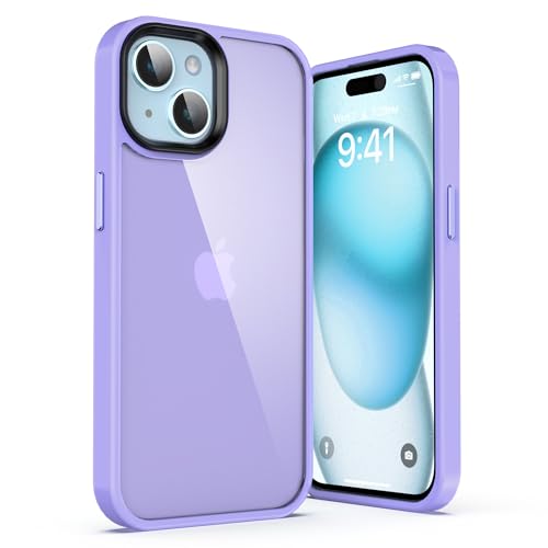 ULAK für iPhone 15 Hülle, Durchsichtig [Anti-Gelb] Clear Schutzhülle Bunte Handyhülle TPU Bumper Transparent Stoßfest Case Cover für iPhone 15 6,1 Zoll - Hellviolett von ULAK