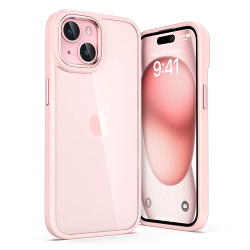 ULAK für iPhone 15 Hülle, Durchsichtig [Anti-Gelb] Clear Schutzhülle Bunte Handyhülle TPU Bumper Transparent Stoßfest Case Cover für iPhone 15 6,1 Zoll - Rosa von ULAK