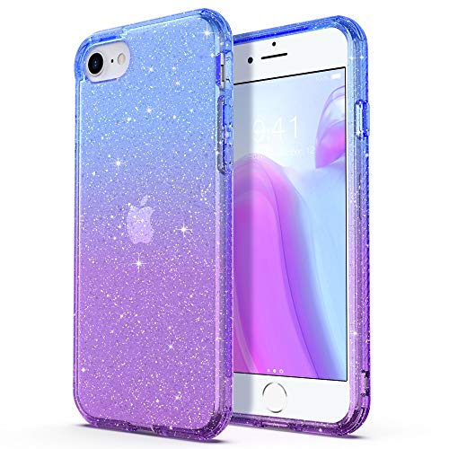 ULAK für iPhone SE 2020/2022 Hülle, iPhone 7/8 Glitzer Durchsichtige Schutzhülle TPU Bumper Handyhülle Stoßfest Phone Case für iPhone SE 2022/2020/8/7 4,7 Zoll - Lila Blau ULAK für iPhone SE 2020/2022 Hülle, iPhone 7/8 Glitzer Durchsichtige Schutzhülle TPU Bumper Handyhülle Stoßfest Phone Case für iPhone SE 2022/2020/8/7 4,7 Zoll - Lila Blau von ULAK
