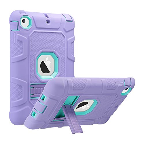 ULAK iPad Mini 1/2/3 Hülle, [Armor Serie] Stoßfest Schutzhülle mit Kickstand 3 in 1 Soft Silikon + Hart PC Tasche Standfunktion case Cover für Apple iPad Mini/Mini 2/Mini 3 - Lila Blau von ULAK