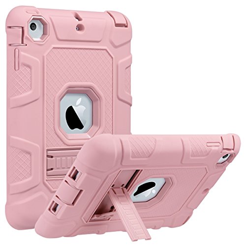 ULAK iPad Mini 1/2/3 Hülle, [Armor Serie] Stoßfest Schutzhülle mit Kickstand 3 in 1 Soft Silikon + Hart PC Tasche Standfunktion case Cover für Apple iPad Mini/Mini 2/Mini 3 - Roségold von ULAK