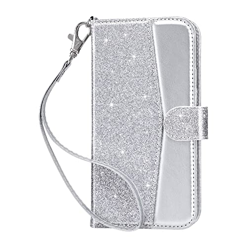ULAK iPhone 11 Hülle Leder PU Klapphülle Cover Tasche Brieftasche Schutzhülle Standfunktion Handyhülle mit Kartenfächer Case für iPhone 11 6,1 Zoll - Silber Glitzer ULAK iPhone 11 Hülle Leder PU Klapphülle Cover Tasche Brieftasche Schutzhülle Standfunktion Handyhülle mit Kartenfächer Case für iPhone 11 6,1 Zoll - Silber Glitzer von ULAK