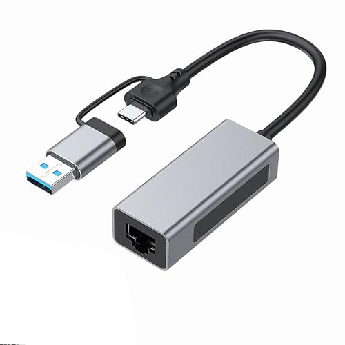 2.5G USB3.1 Ethernet Adapter, 2-in-1 USB-A/USB-C to 2.5Gbps Ethernet Adapter, USB 3.1 to RJ45 Network Converter for PC Laptop Windows Mac OS Linux von ULANSeN