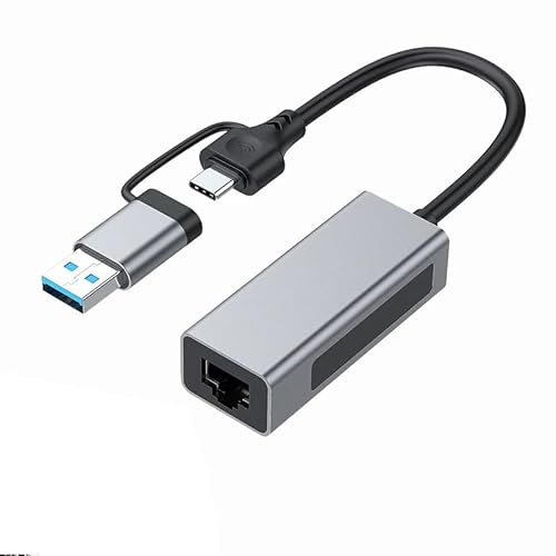 2.5G USB3.1 Ethernet Adapter, 2-in-1 USB-A/USB-C to 2.5Gbps Ethernet Adapter, USB 3.1 to RJ45 Network Converter for PC Laptop Windows Mac OS Linux von ULANSeN