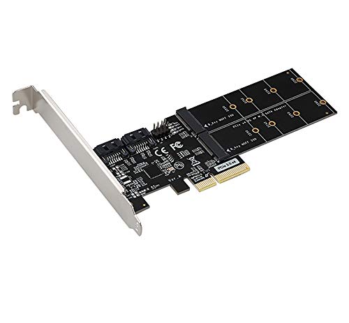 ULANSeN Dual M.2 NVMe SATA III PCIe Adapter 4 in 1, M.2 NVMe NGFF B Key SSD NGFF SATAIII SSD HDD auf PCI Express 3.0 X4 Konverter für Desktop-PC (M2 & SATA-PCIE4X) von ULANSeN