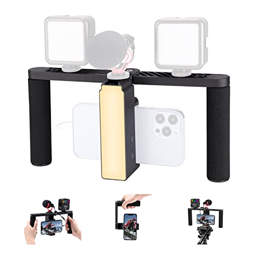 Smartphone Video Rig, ULANZI Handy Stabilisator, iPhone Stabilisator mit Led Licht und Cold Shoe Mounts, Handy Halterung für iPhone 13 12 Pro Max Galaxy 20 FE Huawei P30 YouTube Tiktok Video Filmen von ULANZI Select