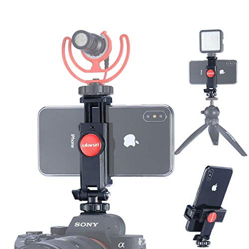 ULANZI Smartphone Stativ Adapter Handy Halterung Kamera Hot Shoe Blitzschuh Selfie Stick Dreibeinstativ Verstellbar Klemme für Mikrofon Lichtständer 360 Drehung, Kompatibel mit Canon Nikon Sony DSLR von ULANZI Select