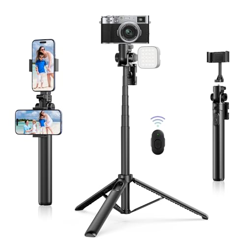 158cm Selfie Stick Stativ, ULANZI MT-70 Handy Stativ mit Fernbedienung mit 2 Abnehmbarer Handyhalterung, Smartphone Stativ 360° Drehbarer, Selfie Stangen für iPhone 15/14/13/12/12 und Android Serie von ULANZI