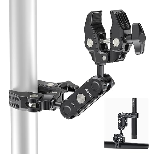 Magic Arm mit Super Clamp, ULANZI Dual Kamera Klemmhalterung mit 360° Drehkugel, Doppelkugelkopf Adapter mit 1/4" screw und ARRI für Action-Kamera,Reflektor, Lichtständer, Stativ, Tragfähigkeit 3.5 kg von ULANZI