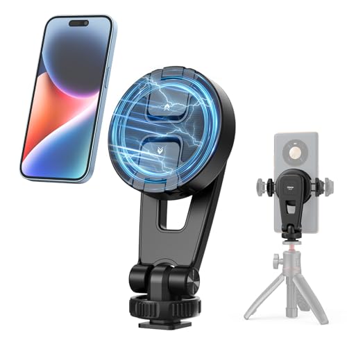 ULANZI MA47 2-in-1 Magnetische Handyhalterung mit Cold Shoe & 1/4" Gewinde, 360° Drehbar Stativhalterung für Magsafe, Universell Stativadapter für iPhone 12-16 Serie, Android, Sumsung, DSLR Kameras von ULANZI