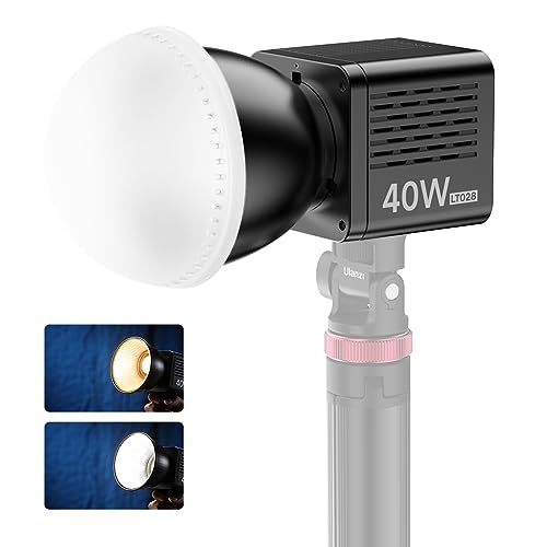 ULANZI 40W COB Videoleuchte Bi-Color 2500K-6500K, CRI95+/TLCI96+, Wiederaufladbarer 3400mAh Akku, 8 Lichtmodi + Mini Bowens Mount, Profi-LED-Streaminglicht für YouTube, Portraitfotografie, Studio von ULANZI