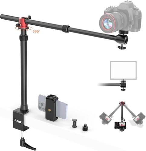 ULANZI MT-88 Kamera Tischstativ Overhead Stativ mit 360° Panoramakopf, Lichtstativ Webcam Halterung mit 1/4" Kugelkopf für DSLR Kamera, Ringlicht, Live Streaming, Videoaufnahme, Max. Belastung 6 kg von ULANZI