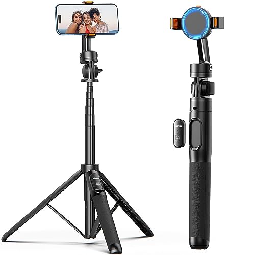 ULANZI Magnet Handy Stativ, Selfie Stick Stativ für Smartphone mit Bluetooth-Fernbedienung, 160cm Tragbar Telefonstativ mit MagSafe, Handyhalter für iPhone 15 Pro/15/14/GoPro/Kamera (SK-05) von ULANZI
