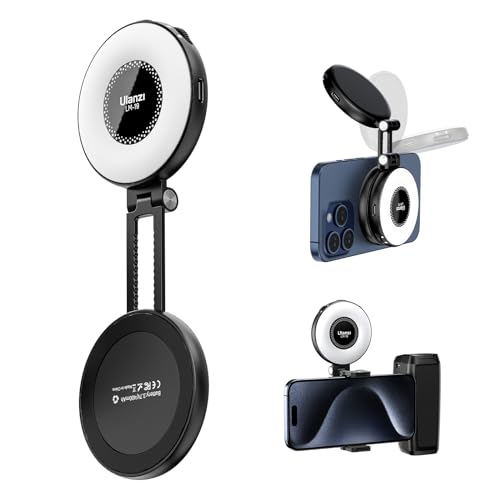 ULANZI LM19 Magnetisches Ringlicht Handy, Selfie Licht Handy 3 mit Farbtemperaturen 2500k-8500k Cri95, Videoleuchte Reversible Verlängerung für iPhone 16 15, Selfie Videokonferenz Vlog YouTube Tiktok von ULANZI