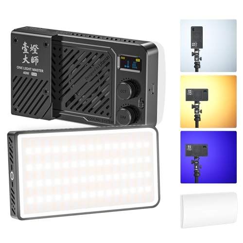 ULANZI P40 RGB LED Videolicht 40W Tragbar mit 5000mAh Akku, CRI96+ 2700K-6500K Kamera Licht, PD-Schnellladung, integrierte Lüfter, Magnetdiffusor & 1/4"-Gewinde für Foto- und Videobeleuchtung von ULANZI