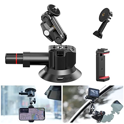 ULANZI SC-01 Kamera Saugnapfhalterung mit Universal-Handyclip, 3" Action Kamera Saugnapf mit 360° Doppelkopf Kugel und 1/4'' Schraube, Auto Saugnapf Halter für DJI OSMO, GoPro Hero 10 9 8 7, Nikon ULANZI SC-01 Kamera Saugnapfhalterung mit Universal-Handyclip, 3" Action Kamera Saugnapf mit 360° Doppelkopf Kugel und 1/4'' Schraube, Auto Saugnapf Halter für DJI OSMO, GoPro Hero 10 9 8 7, Nikon von ULANZI