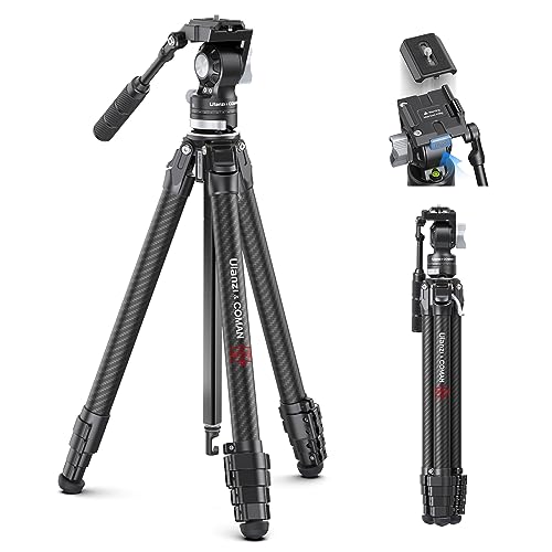 ULANZI Zero V Video Travel Tripod, 157.5cm/62" Videostativ mit 360° Panorama Fluidkopf und Schnellwechselplatt, Abnehmbarer Mittelsäule, Carbon Fiber Reisestativ für DSLR Camcorder Kamera von ULANZI