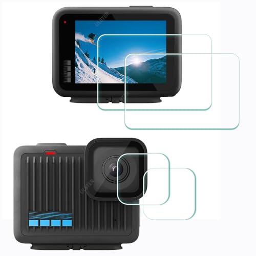 ULBTER Displayschutzfolie für GoPro Hero Kompaktkamera + Objektivschutz [2+2er-Pack], gehärtetes Glas mit Härtegrad 9H, kratzfest, blasenfrei von ULBTER